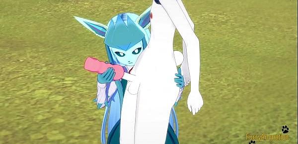 trendsPokemon Hentai Furry Yiff 3D - Glaceon handjob and fucked by Cinderace with creampie